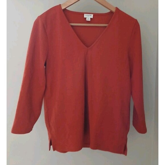 J. Crew Textured V Neck 3/4 Sleeve Top - Picture 1 of 8